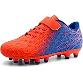 brooman Kids Firm Ground Soccer Cleats Boys Girls Athletic Outdoor Football Shoes