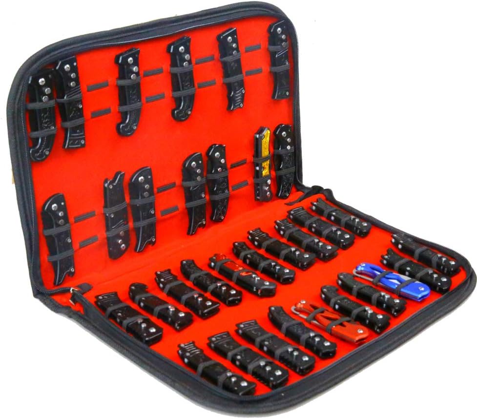 Multi-Purpos Knife Storage Case, Knife Display Stand,Small Knife Display Case 40 Slots Travel Chef Knife Case Carrier Storage Bag CYGJB51