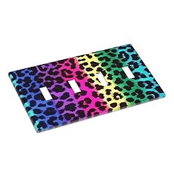 Rainbow Colorful Leopard 4 Gang Light Switch Cover