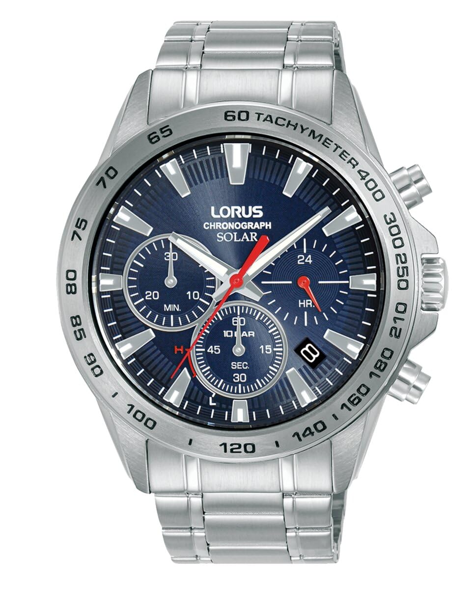 Lorus Herren Analog Quarz Uhr mit Edelstahl Armband,Silber/Blau