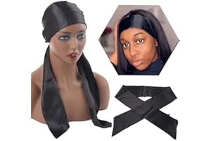 XTREND Satin Edge Scarves for Wigs Silk Headbands Soft Edge Scarf to Lay Edges for Black Women Keep Wig Secured Satin Headband for Yoga, Makeup, Facial, Sport (1 pc, Black#)