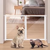 beeNbkks Clear Ferret Gate, Step Over Short Dog Barrier | 24" Tall Transparent Acrylic, Fits 22"-39" Wide Openings, No Drilling Pressure Mounted, Safely Blocks Ferrets &amp; Small Dogs