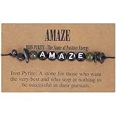 COLORFUL BLING Handmade Healing Chakra Beaded Bracelet with Spiritual Meaningful Card Crystal Natural Stone Strand Bracelet for Women Reiki Yoga Meditation Jewelry Protection Gifts