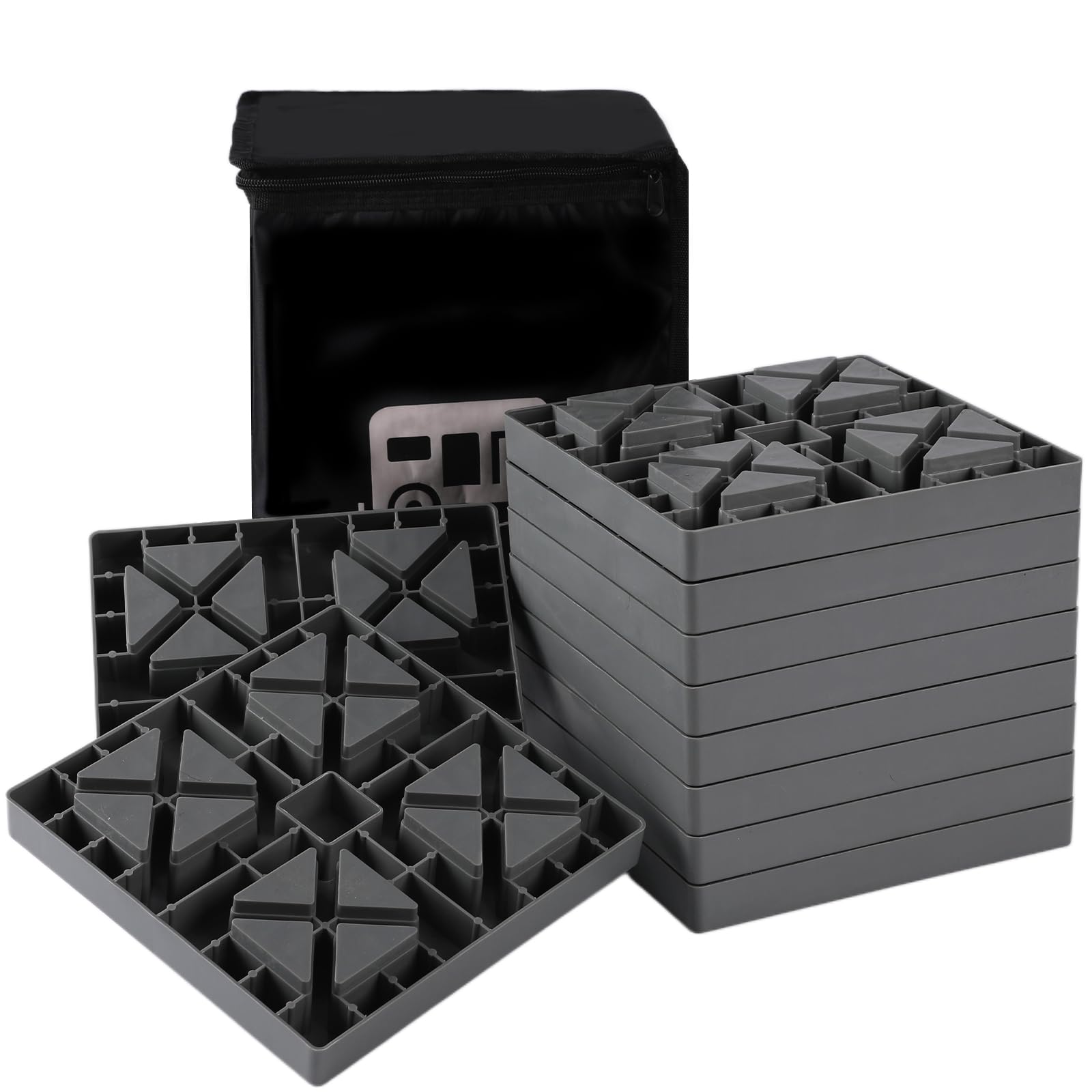 Photo 1 of Keltrion 10 Packs Camper/RV Leveling Blocks Interlocking and Anti-Slip Design with Carrying Bag Heavy-Duty for Camper Travel Trailer Grey
