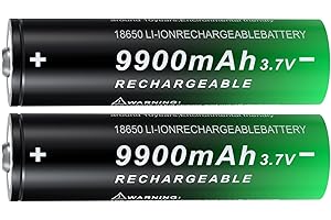 PAOWANG 18650 Rechargeable Battery 9900mAh 3.7V Lithium Batteries Button Top 2 Pack for Headlamp Flashlight