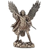 Veronese Design 11.4 Inch Archangel Saint Michael Unsheathing The Sword Antique Bronze Finish Guardian Angel Statue