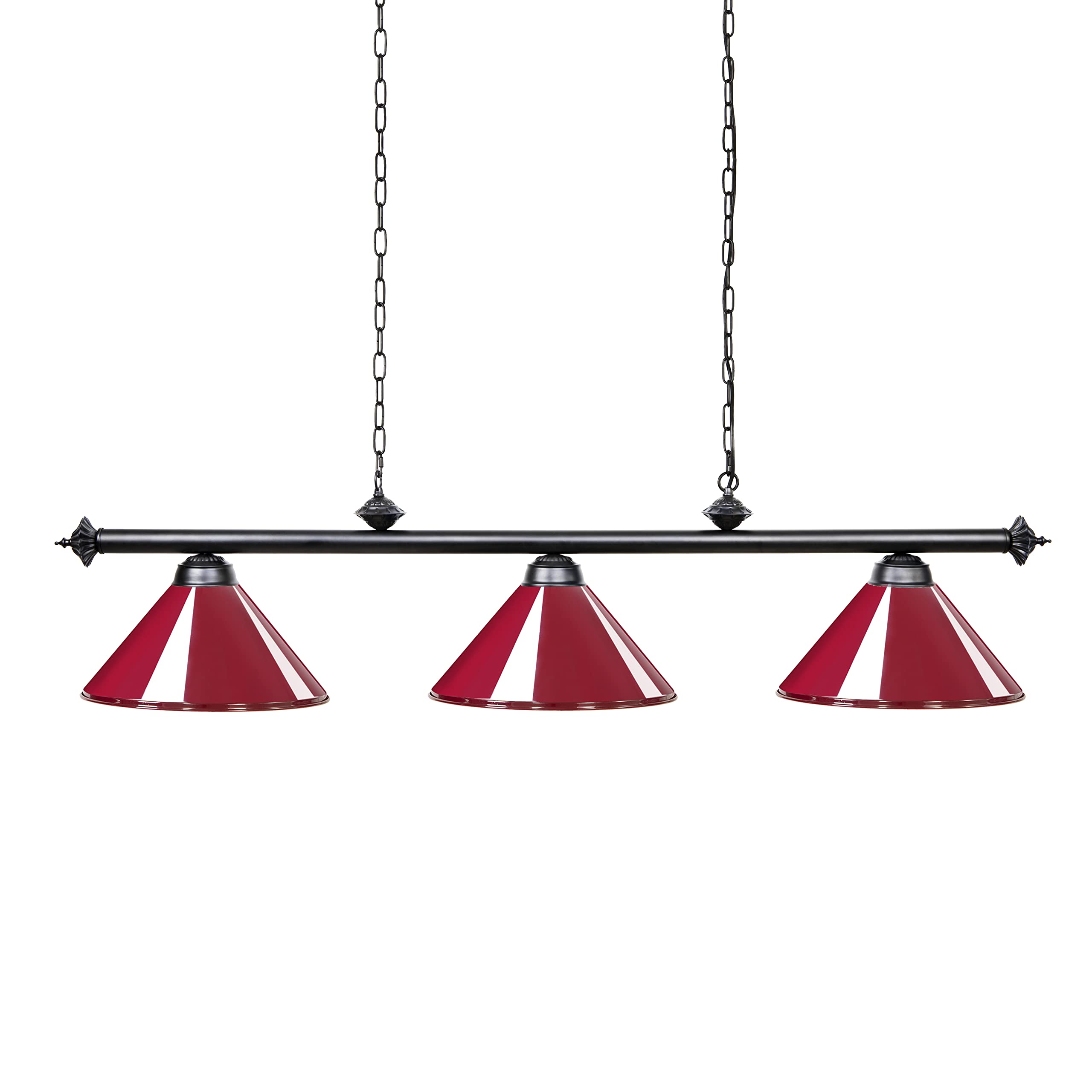 Wellmet 59-inch Hanging Pool Table Light, 3 Light Ceiling Pendant Lighting Fixture with Red/White Matte Lamp Shade, Ideal for 7Ft-9Ft Pool Tables, Game Room