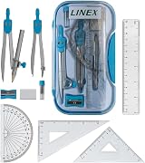 Linex Geometry Set 10-Piece with Self-Centring Compasses Blue Case
