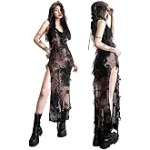 Women's Sexy Gothic Cut Out Sleeveless Bodycon Maxi Tank Dress for Party Night Sexy Club Bodycon