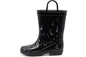 EUXTERPA Toddler Kids Rain Boots for Girls Boys Waterproof Solid Color Rain Shoes with Easy On Handles