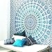 Eyes of India - Large Queen White Blue Indian Elephant Mandala Tapestry Hanging Picnic Bohemian Accent Boho Chic Handmade