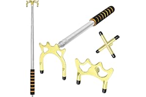 MoyanSuper Retractable Pool Cue Bridge Stick Set with 3 Removable Brass Bridge Heads Snooker Billiards Stick Bridge Pool Table Accessories Adjustable Pool Cue Rest for Precision