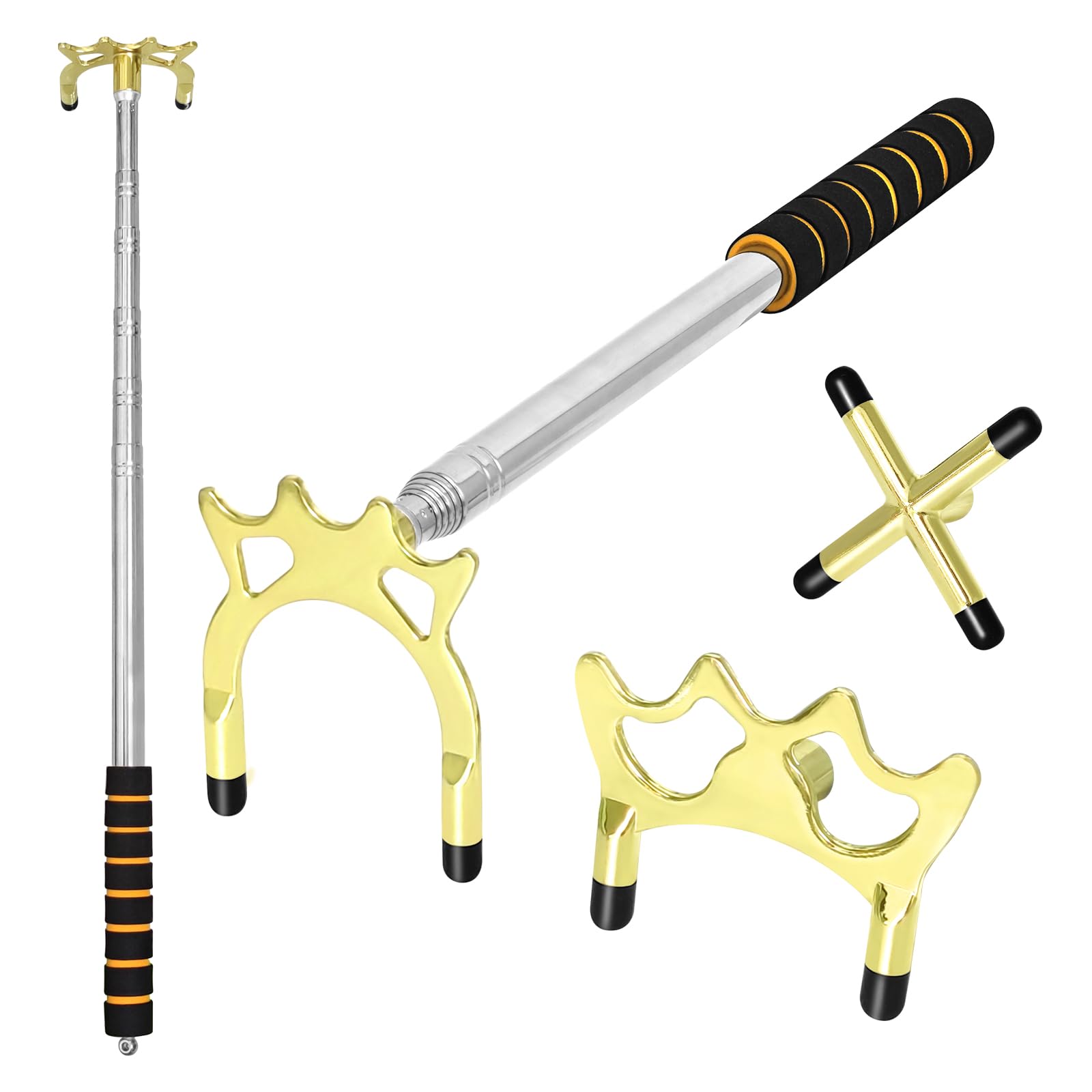 Photo 1 of MoyanSuper Retractable Pool Cue Bridge Stick Set with 3 Removable Brass Bridge Heads Snooker Billiards Stick Bridge Pool Table Accessories Adjustable Pool Cue Rest for Precision
