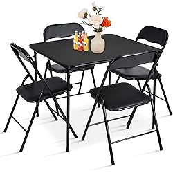 FurnitureR 5-Piece Folding Table and Chair Set