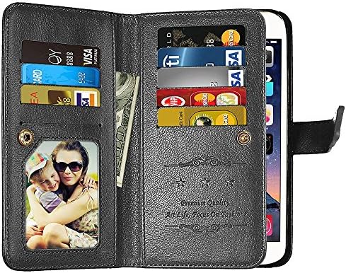 Samsung Galaxy J7 2017 Wallet Case,Galaxy J7 V,J7 Perx,J7 Prime,J7 Sky Pro,New Luxury 9 Card Slots Leather Wallet Flip Stand Holder Holster Protective Case Cover for Samsung Galaxy J7 2017 (Black)