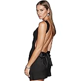JUMISEE Women's Sexy Backless Mini Dress with Satin Bow Elegant Cowl Neck Wedding Guest Dress Cocktail Party Dresses