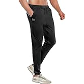 BROKIG Mens Gym Jogger Pants Lightweight Tapered Slim Workout Sweatpants Men with Zipper Pocket