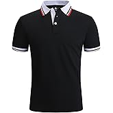 ZITY Mens Polo Shirts Casual Classic Short Sleeve Contrast Collar Polo T Shirts Moisture Wicking Golf Shirt