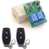 DieseRC DC 12V 24V 30V Secure Remote Control Switch Universal Wireless 433Mhz Rf 10A Relay Receiver Board with 2 Transmitter Key Fobs for Motor Light Gate Door DIY Wireless Controller
