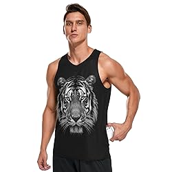 JHKKU Tiger Black Tank Top for Men's Athletic
