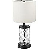 Globe Electric 20-Inch Fillable Glass Table Lamp, Oil-Rubbed Bronze, Beige Linen Shade, Customizable Farmhouse Style, 6100004