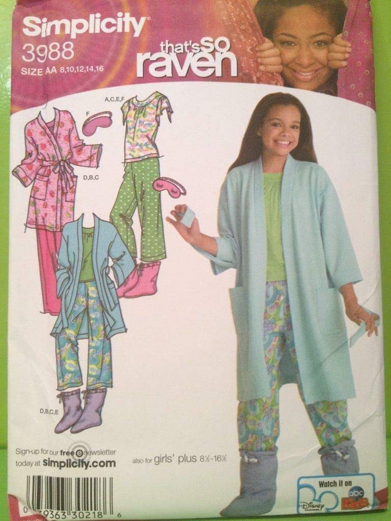 Simplicity That's So Raven Pajamas, Robe, Booties, and Eyemask Sewing Pattern # 3988