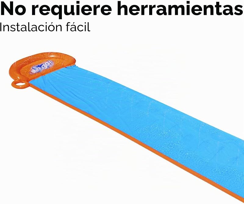 H20GO Single Water Slide, 4.88 m Inflatable Slip and Slide with Built-In Sprinklers