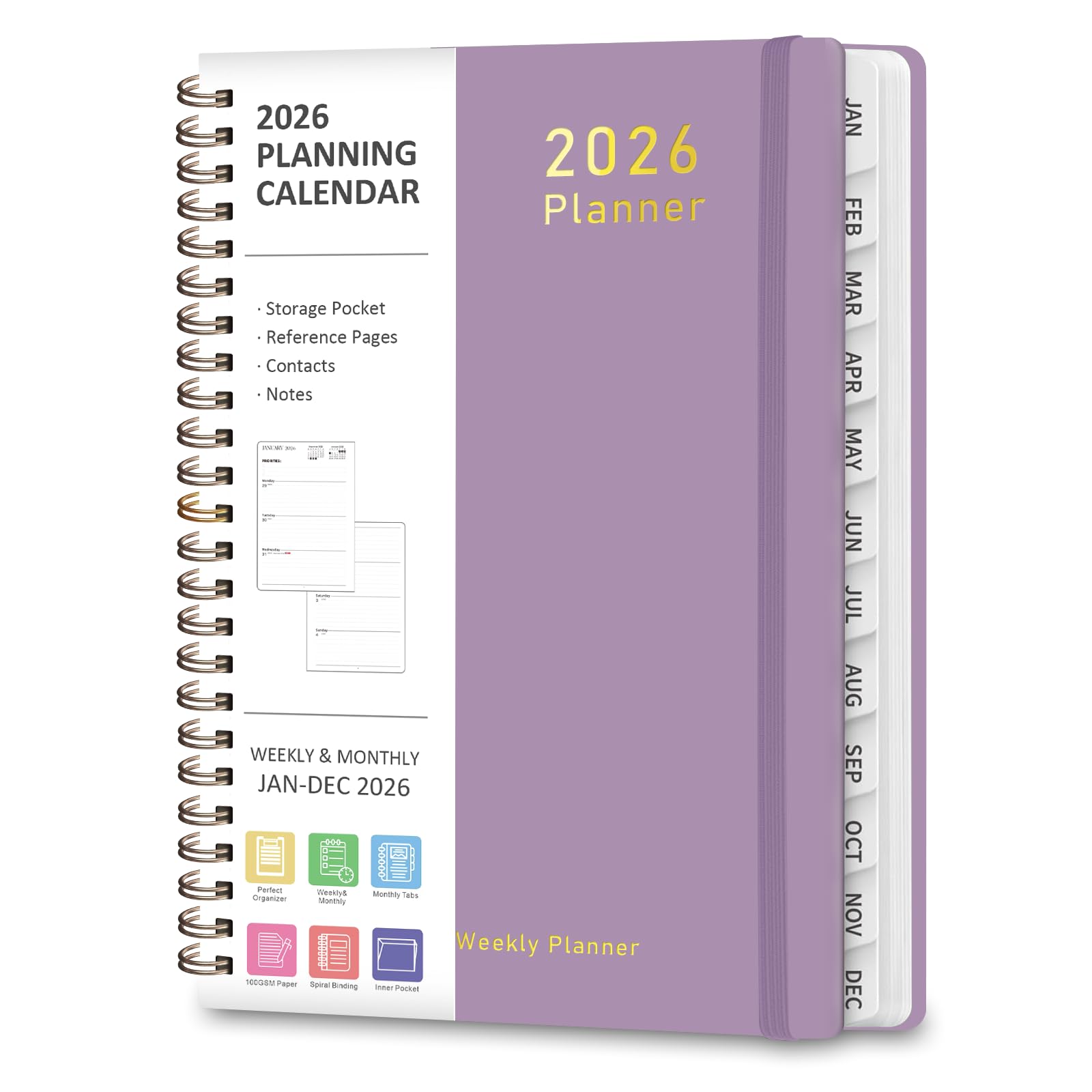 Photo 1 of 2026 Planner, Weekly and Monthly Calendar Academic Planner, Jan 2026 - Dec 2026, Planning Agenda Book for Desk Accessories and School Supplies - A5 (6.3'' x 8.5'')