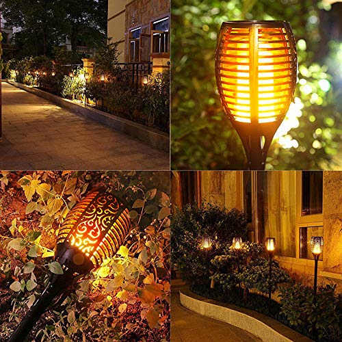 BAXIA TECHNOLOGY Solar Flame Lights, Waterproof Flickering Flames Torch Lights Outdoor Solar Torches Lighting Dusk to Dawn Auto On/Off Security Torch Light for Garden Decoration and Pool 4 Packs.