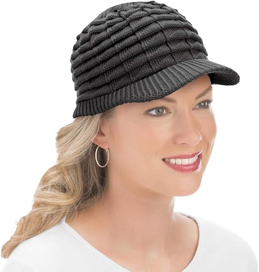 black winter hat with brim