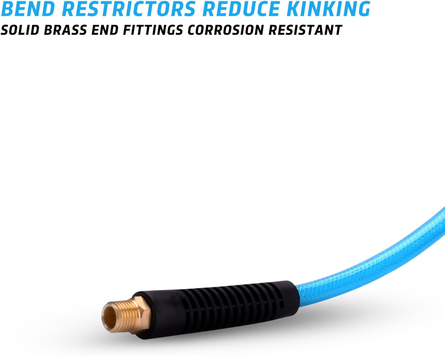WYNNsky 1/4 inch x 25 feet Reinforced Polyurethane (PU) Air Hose, 300 PSI, Air Compressor PU Hose With 1/4" MNPT Brass Endings - - 