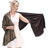 LMVERNA Women's Sparkling Metallic Soft Pashmina Shawls and Wraps Scarf in Solid Colors