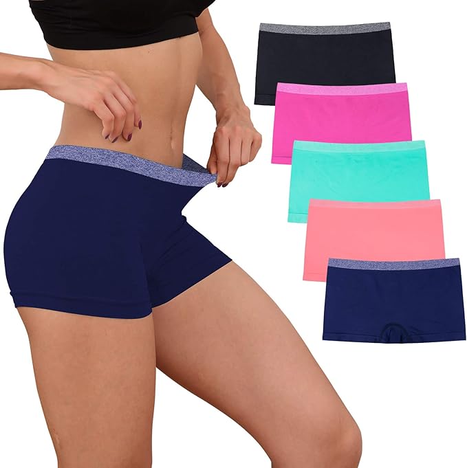 Ruxia Women's Boyshort Panties Seamless Nylon Knickers Breathable Brief