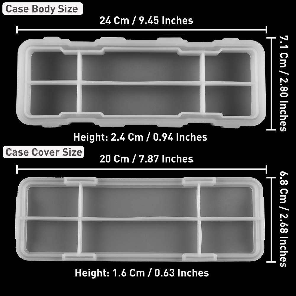 IKEPAHOK Pencil Case Resin Box Mold, Silicone Square Storage Containers for Epoxy Casting, Mini Rectangle Organizer Bin with Lid, Jewelry Dominoes Box Molds for DIY Craft Gift for Kids and Girls