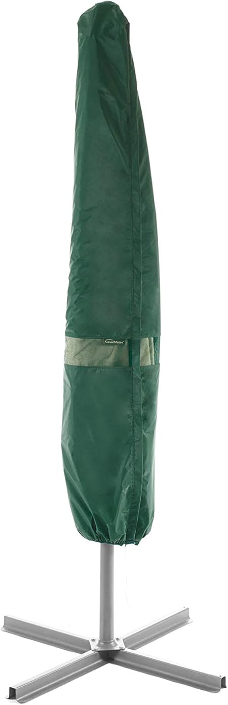 Amazon Com Covermates Cantilevered Umbrella Cover 75 Circ X 120h Classic 12 Gauge Vinyl Elastic Hem For Secure Fit Storage Pouch Weather Resistant Green Patio Umbrella Covers Garden Outdoor