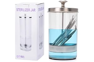 LXIANGN Salon Sterilizer Jar (27 OZ),Barber Glass Jar Cleaning Sanitizing Jar with Removable Basket For Spa,Eyelash Extensions,Nail Tool,Barber Implements