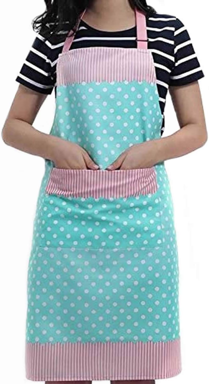 Veewon Damen Küchenschürze mit Taschen Restaurant Flirty Schürzen für Damen Koch, Cupcake, Cafe und Kellnerin (Blau)