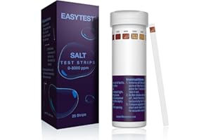 EASYTEST Saltwater Pool Test Strips, Swimming Pool and Spa Salt Test Strips Kit for Sodium Chloride Content 0-8000 ppm, 25 Count