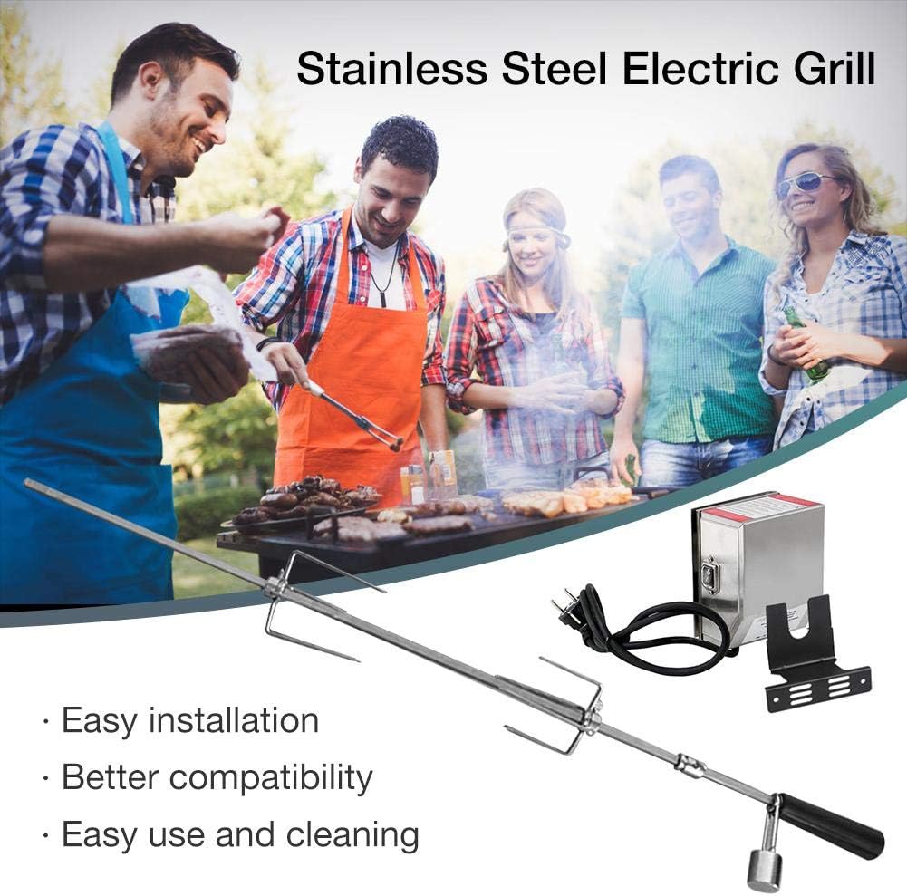 review Urnanal Portable Automatic Rotating Barbecue Grill, Indoor Outdoor Stainless Steel Electric Grill Set Suitable for Gas Grills Barbecue Carts Most Grills