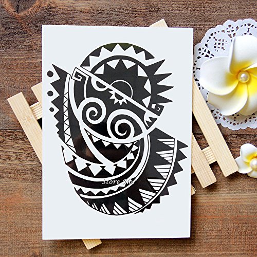 Large Tribal Temporary Tattoos, Big Totem Tattoo Stickers for Men Guys Waterproof Arm Fake Tattoo for Rave Party Makeup, 6-Sheet - Thumbnail 6