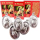 Westmon Works St Therese of Lisieux Medal Bulk Pack Bundle with Saint Prayer Cards, Set of 5
