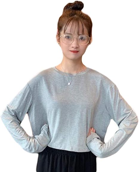 Amazon Bestmood 長袖 Tシャツ レディース ショート丈 スリム 無地 ロンt クルーネック カットソー ハイウエスト 着痩せ トップス 原宿系 Freeグレー Tシャツ カットソー 通販 Amazon Bestmood 長袖 Tシャツ レディース ショート丈 スリム 無地 ロンt クルーネック カットソー ハイウエスト 着痩せ トップス 原宿系 Freeグレー Tシャツ カットソー 通販