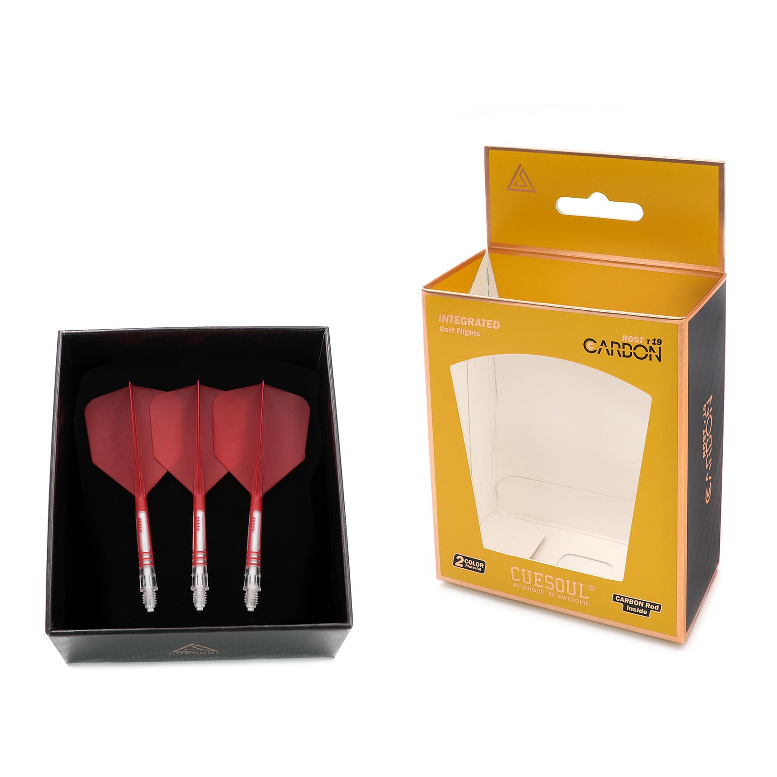 CUESOUL ROST T19 Carbon Integrated Dart Shaft and Flight Big Wing Shape,Set of 3