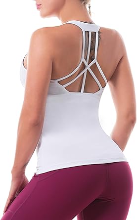 yoga tops with bra support