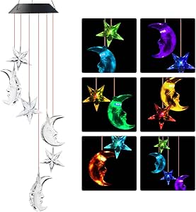 Amazon.com : SUMERSHA Moon Star Wind Chime, Color Changing LED Solar