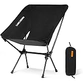 CAMEL CROWN Portable Camping Chair Folding Compact Lawn Lightweight Backpacking Chair with Carry Bag for Outdoor Hiking Beach Travel Picnic Festival Black