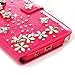 Note 5 Case, Galaxy Note 5 Wallet Case - Mavis's Diary 3D Handmade Wallet Bling Rhinestone Butterfly Lingers Over Flowers Design Red PU Leather Magnetic Clasp Flip Cover for Samsung Galaxy Note 5
