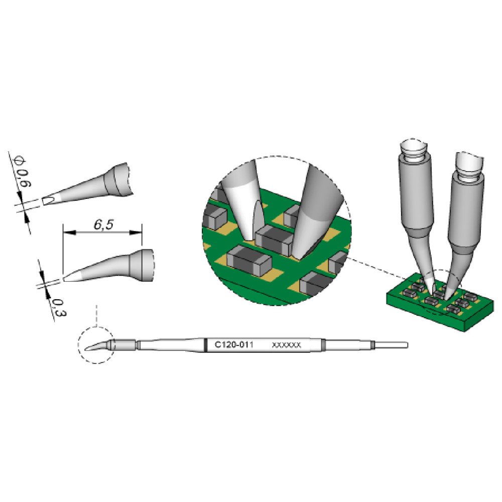 Jbc C120011 Desoldering Tip Pair for PA120 A