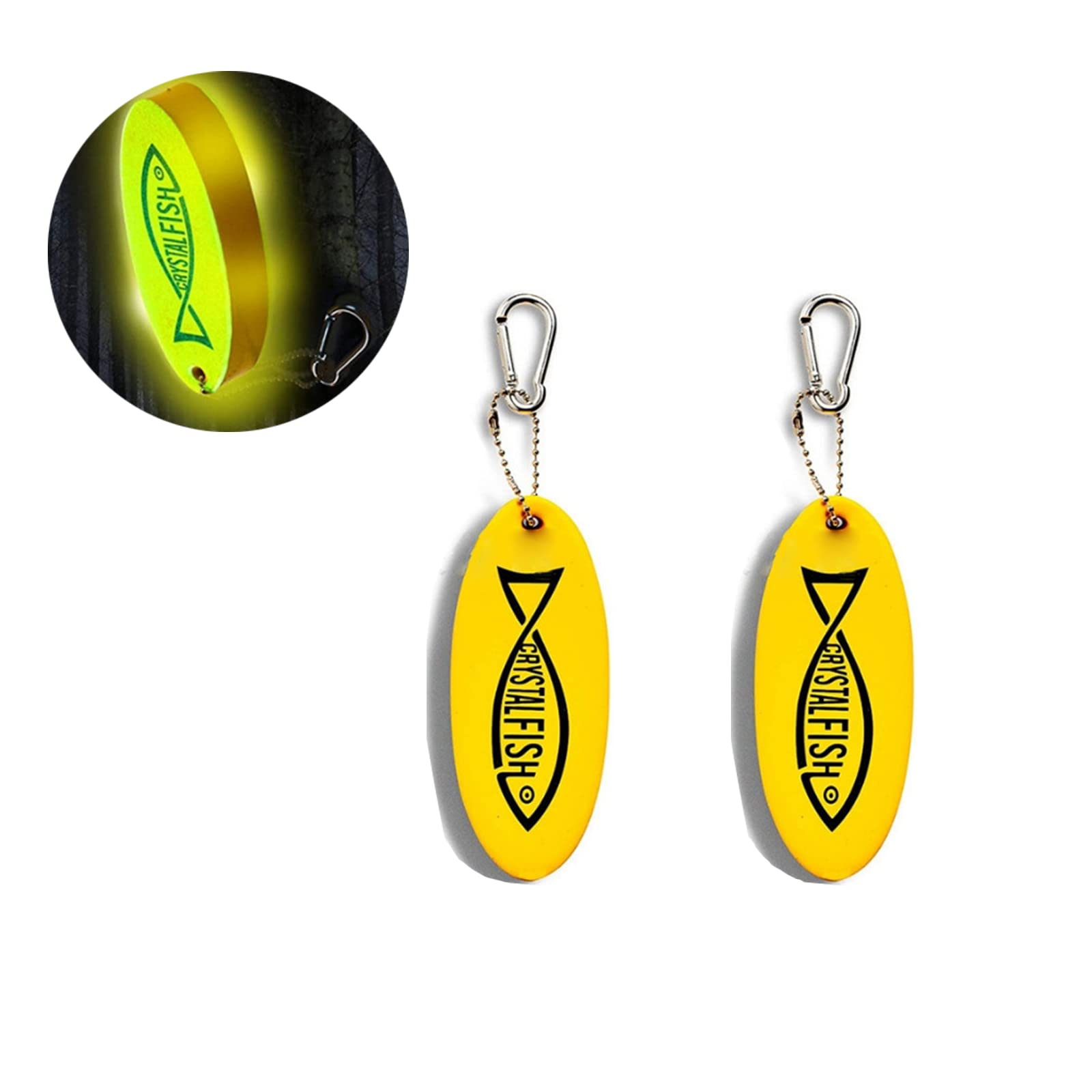 Vokowin 2 Pack Floating Keychain, Glow In The Dark Foam Floating Key Chain Float Water Sport Accessories for Surfing Diving Fishing Sailing Boat Boating, Kayak, Watersports, Fishing Gift (K123-2)