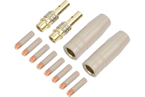 Aviation Aluminum 12PCS 15AK Coating Protection Nozzle Set Non-Stick Welding Slag Airless Gas with Contact Tip Holders Copper